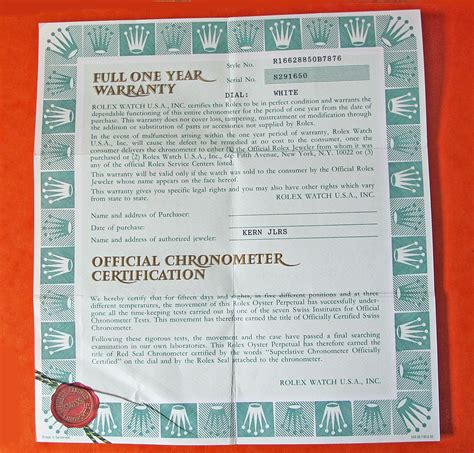 rolex watch certificate of authenticity